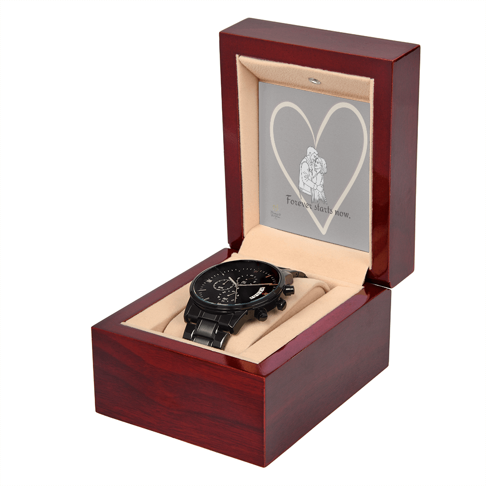 Forever Starts Now – Black Chronograph Watch