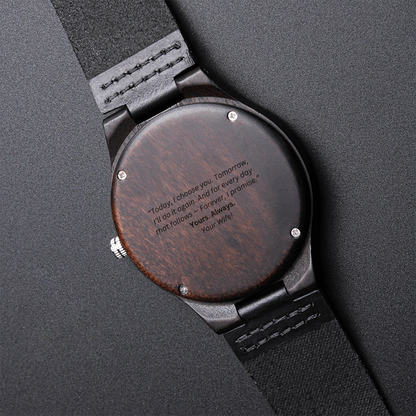 Timeless Bond – Engraved Wooden Watch