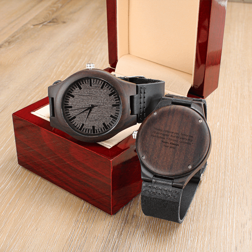Timeless Bond – Engraved Wooden Watch