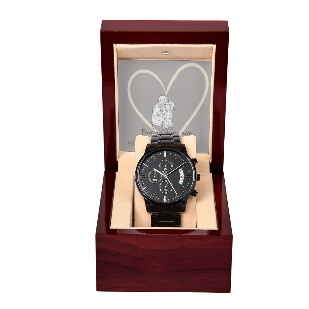 Forever Starts Now – Black Chronograph Watch
